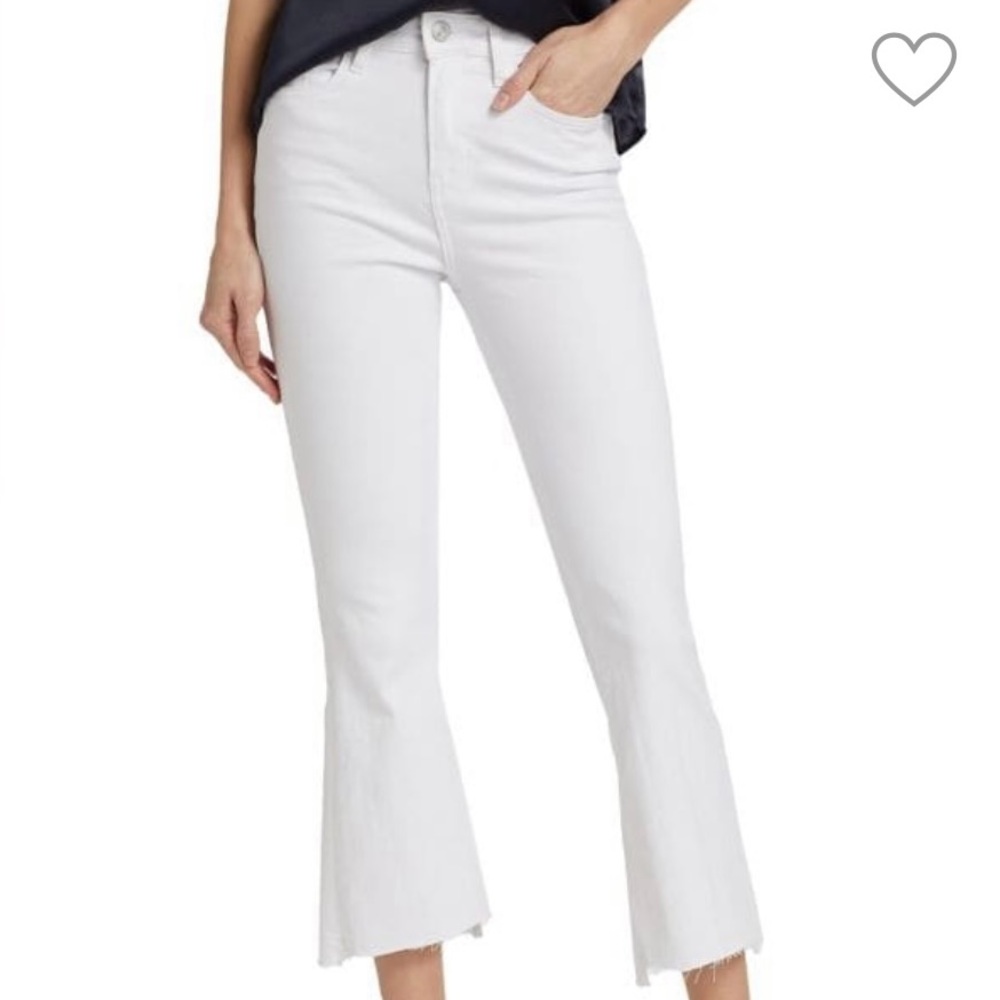Frame Le Crop Mini Boot White Jeans with Frayed Hem